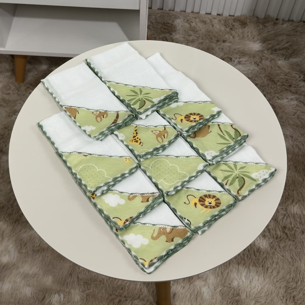Kit com 11 Fraldinha Paninho de Boca Pano de Boca Babete Bebe Bebê Bordadas 100% Algodão