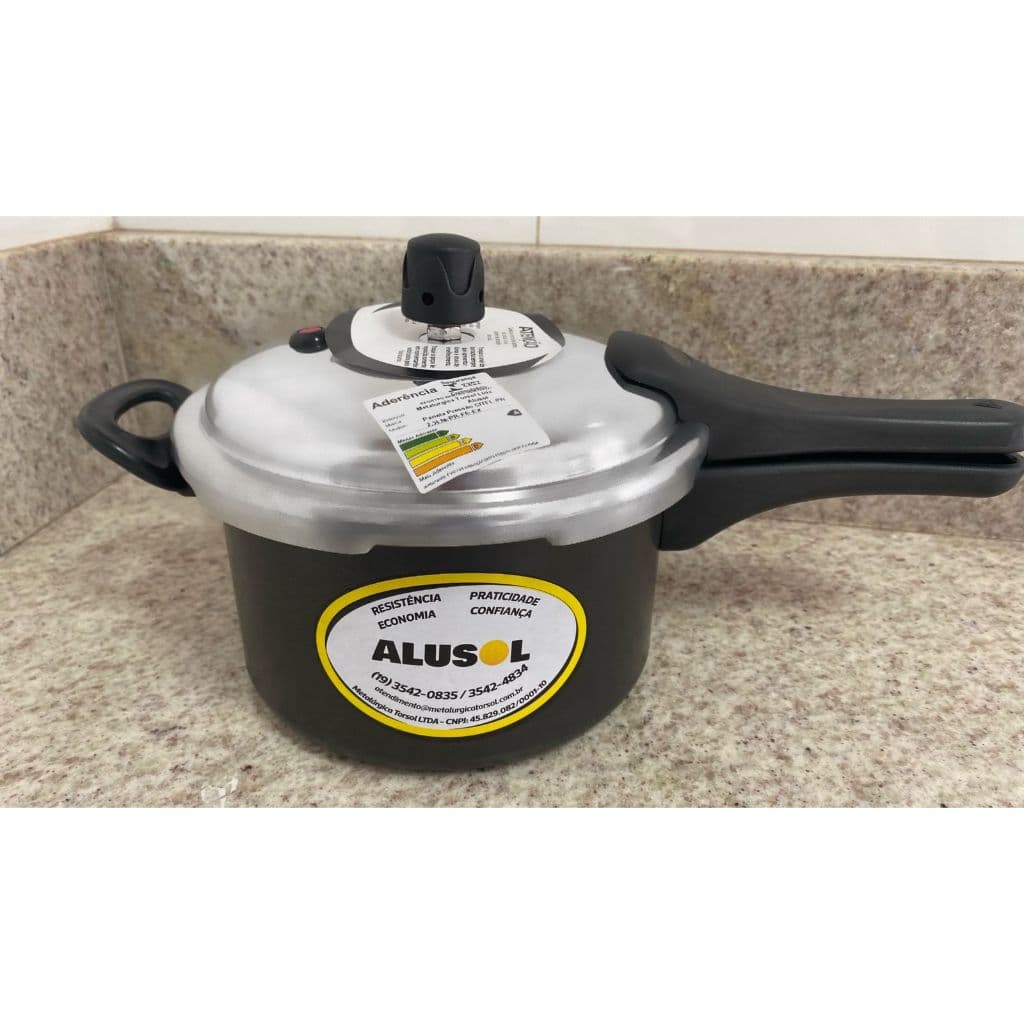 PANELA DE PRESSÃO 2,5 LITROS - FECHAMENTO EXTERNO - TEFLON PRETO