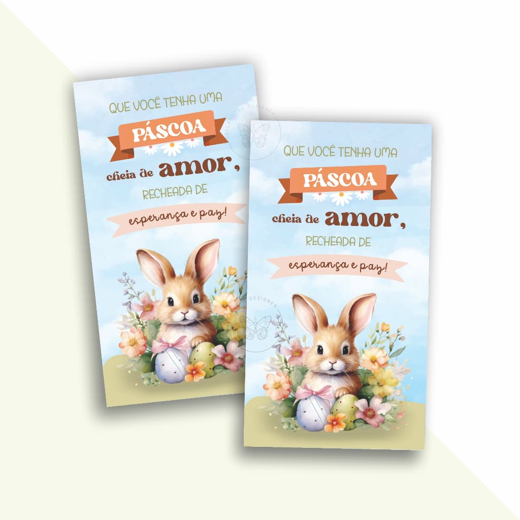 Cartão de agradecimento Feliz Páscoa, cartão motivacional confeitaria embalagem, Coelho da Páscoa, Tag de Páscoa