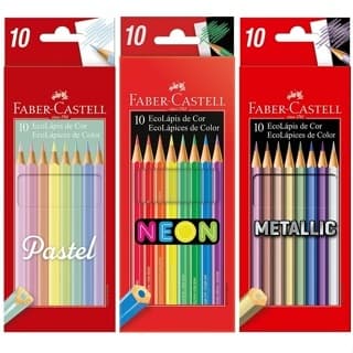 Kit Lápis Faber Castell 10 Cores - Neon - Pastel - Metallic