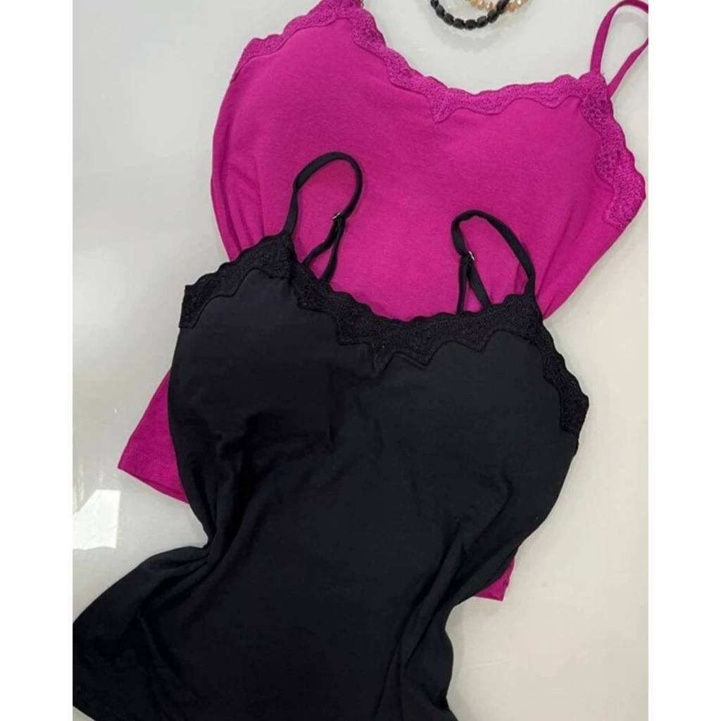 kit 2 RegataS Feminina Renda com Bojo e Alças Reguláveis