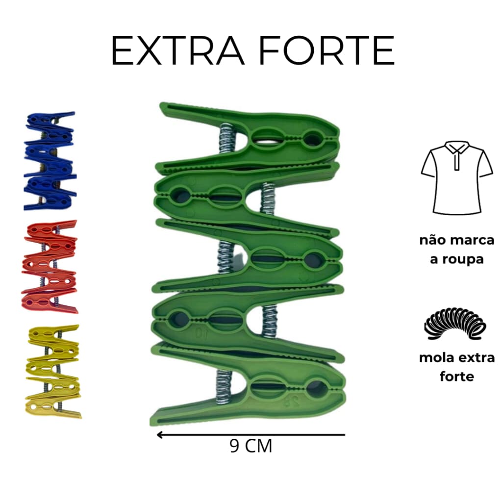 Prendedor de Roupa Plástico Extra Forte 24, 60 e 120 Unidades Colorido Super Resistente Barato