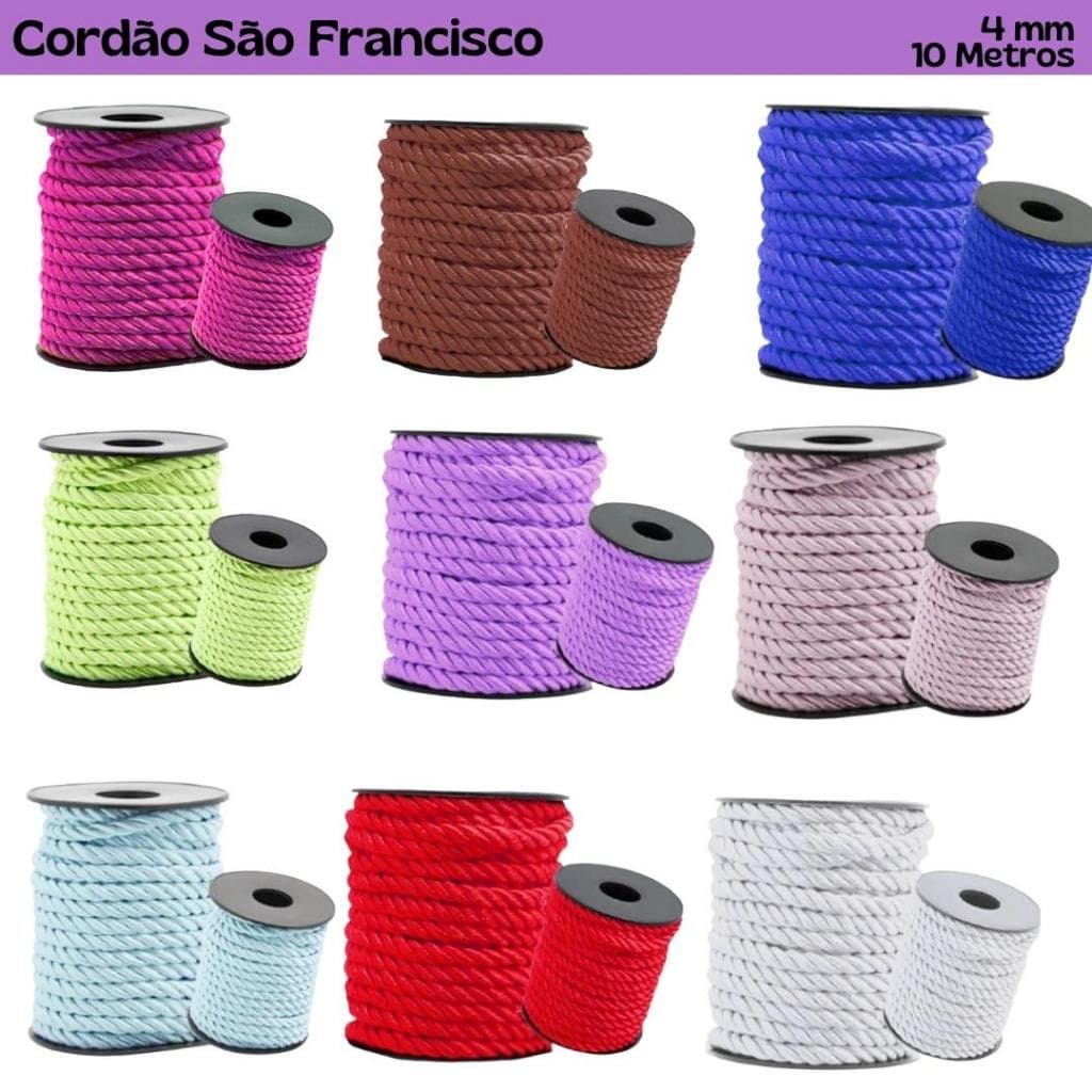Cordão São Francisco 4 mm - Cores Diversas  - UMK