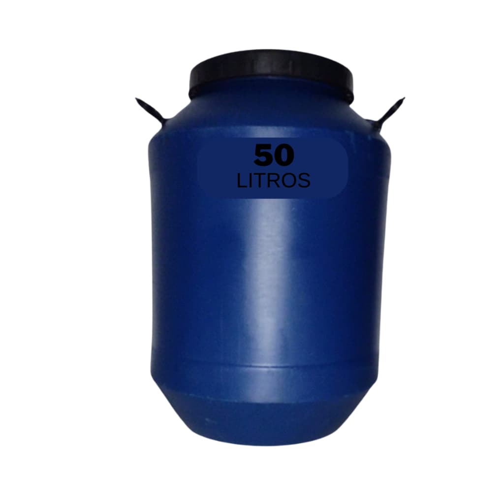 Bombona Barril Reservatório 50 Litros Cor Azul Tampa Removível Com Rosca e Alça Resistente Reuso Resistente
