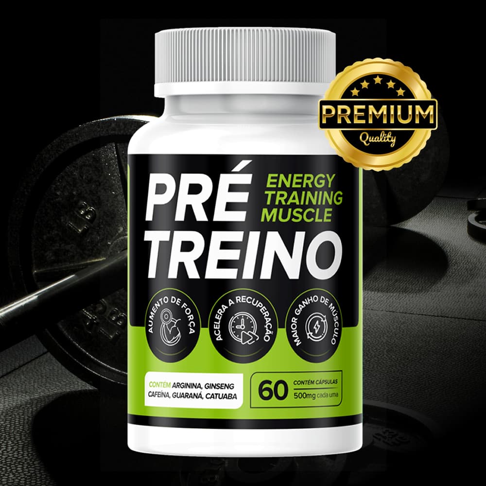 Pré-Treino Suplemento Premium + Energia e Disposição - 60 Cápsulas - Envio Rápido