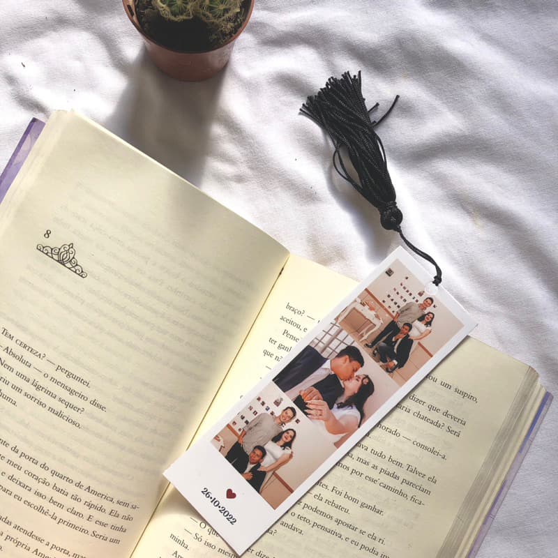 Marca página com fotos - foto tipo cabine - marca livro
