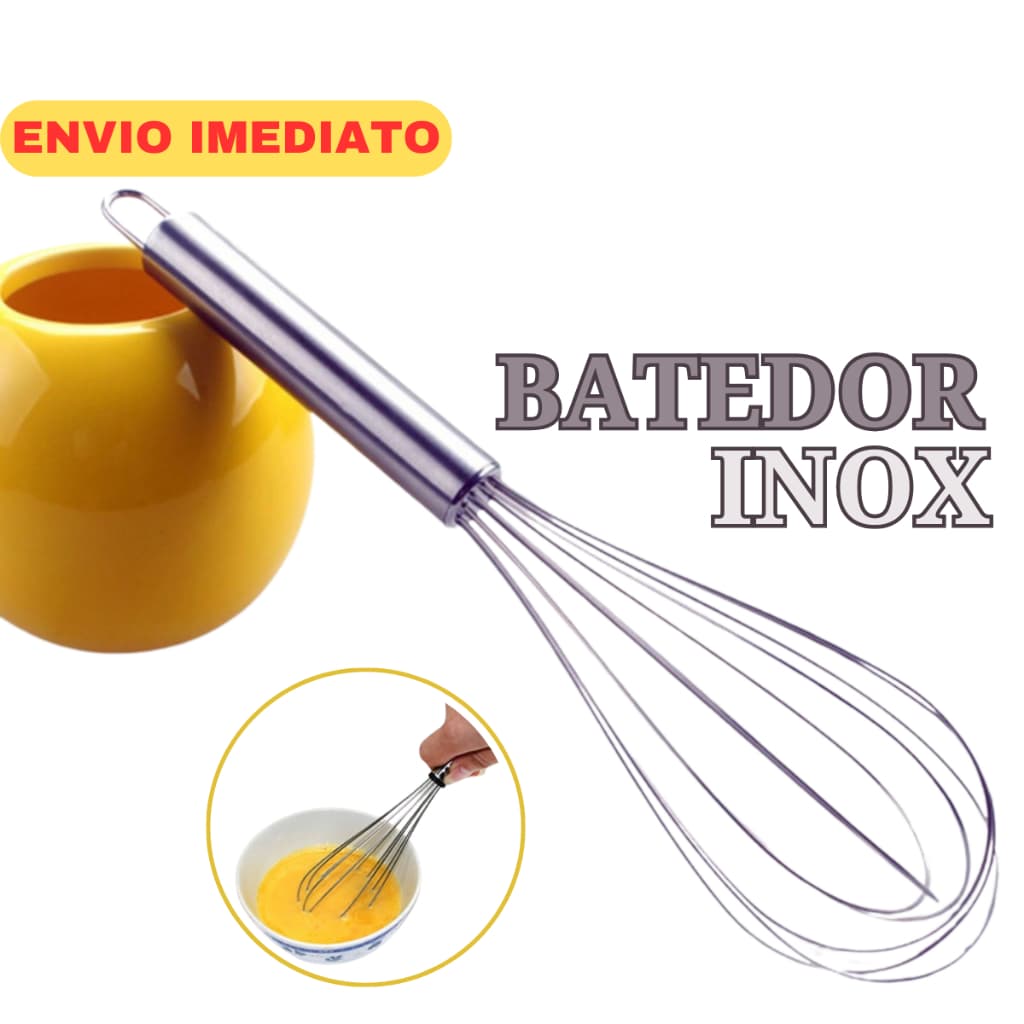 Batedor de Ovos Bolo Manual Inox Fue Profissional Mixer Misturador Fouet Fuet 25cm Cozinha Clara