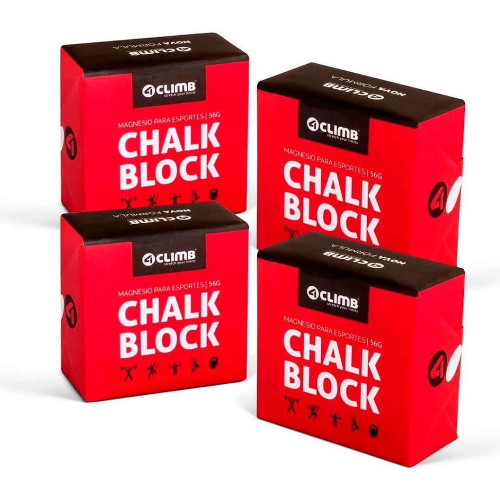 KIT 4 Magnésio Bloco Carbonato De Magnésio Chalk Block 56g Cross Training Calistenia 4Climb