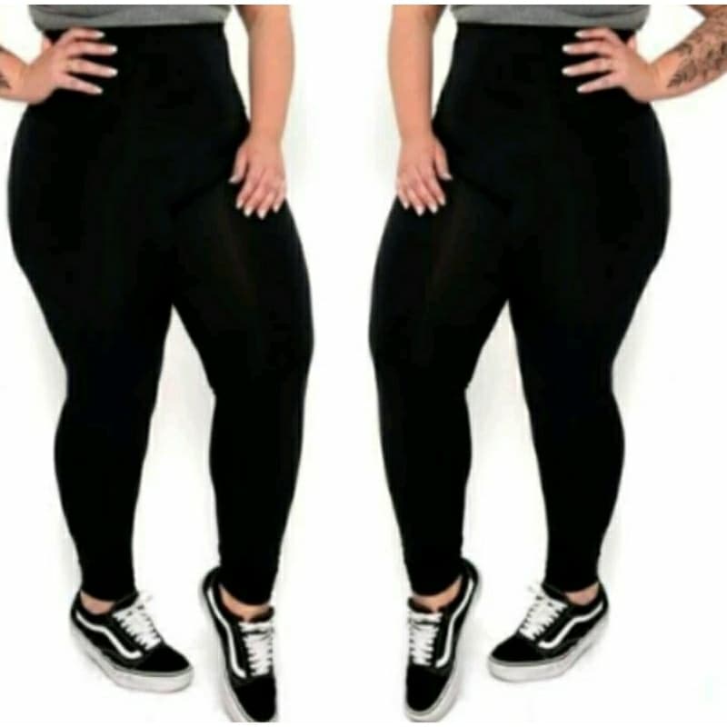 Calça Legging Plus Size Leg Lisa Suplex Grossa Cintura Alta Moda Feminina