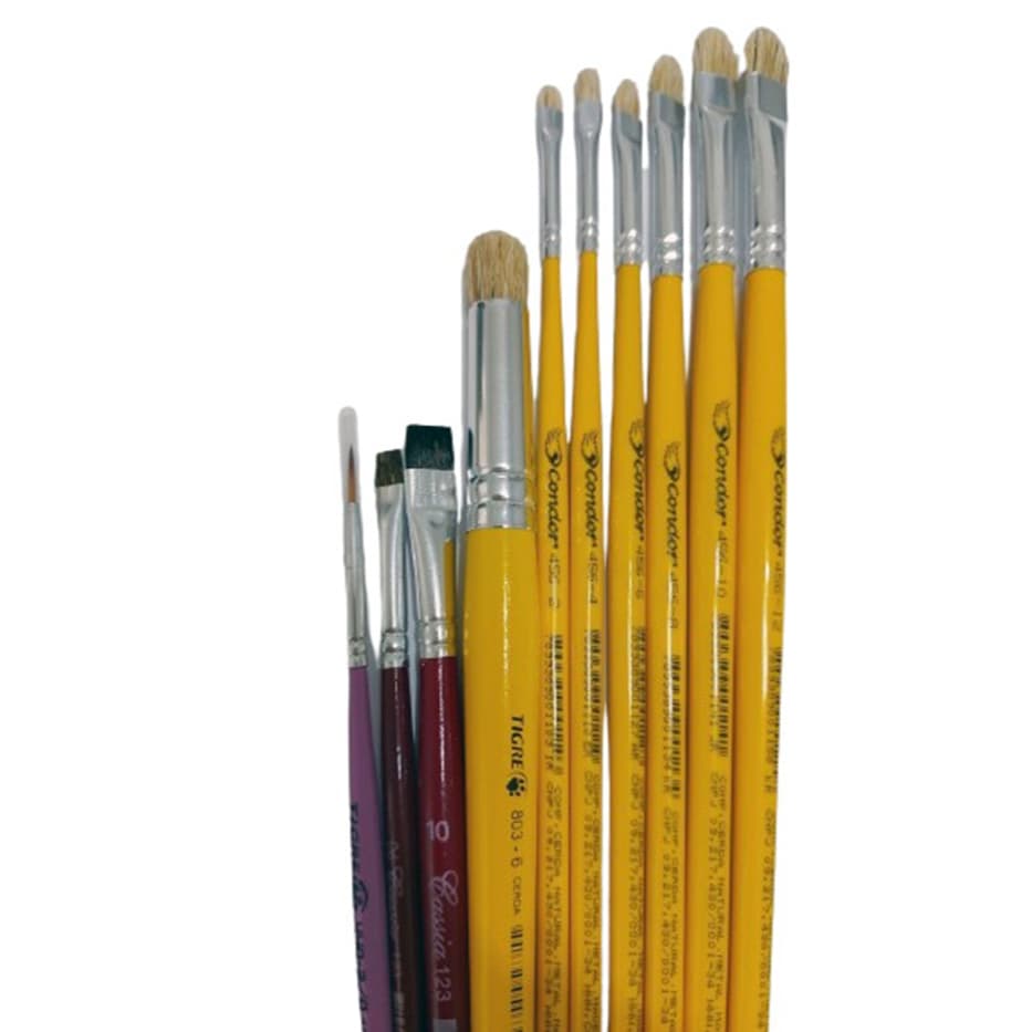 Kit de Pincéis CONDOR Para Pintura em Tecido Completo Cortados e Lixados (10 Pincéis)