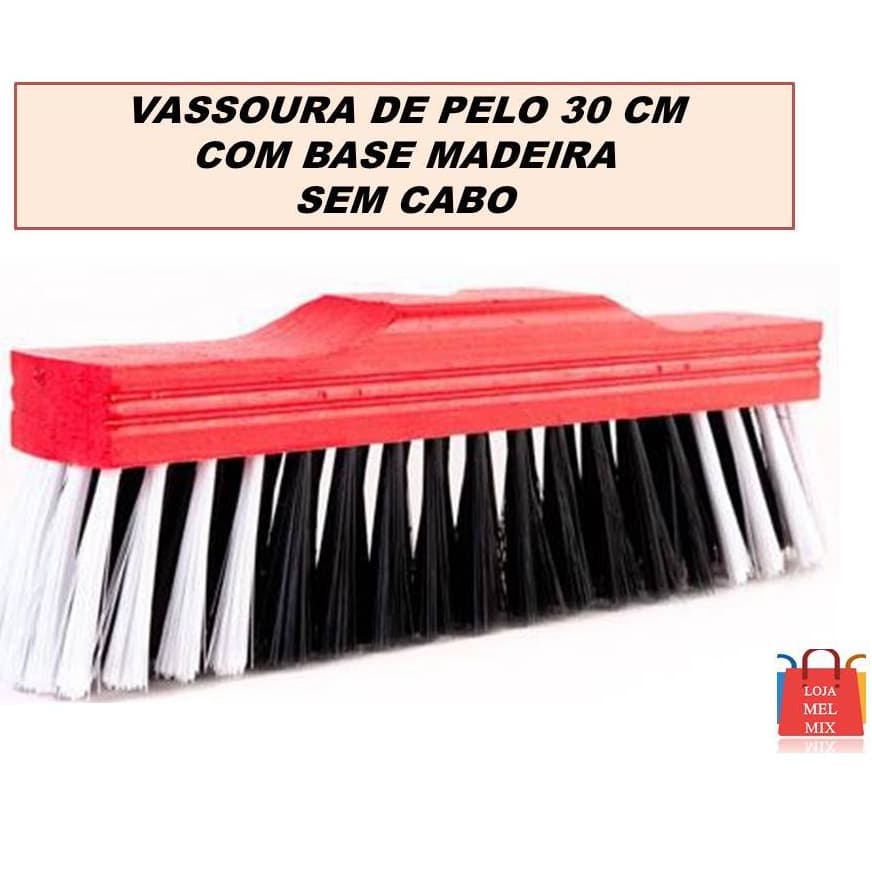 Vassoura De Pelo Sintético Com Base Madeira De 30 Cm