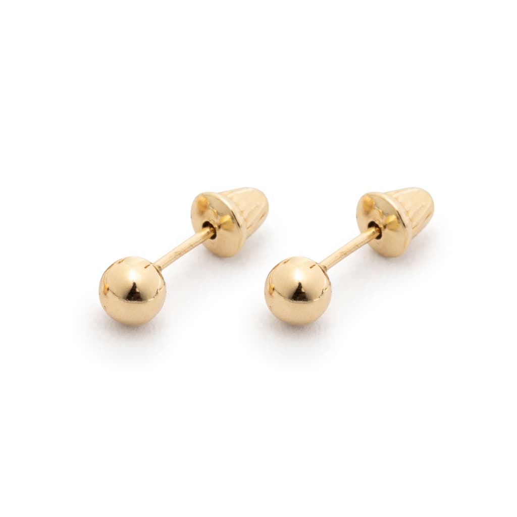Brinco Bola 3mm Ouro 18k Infantil (bebe) Recém Nascido