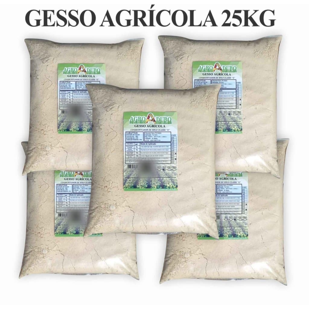Fertilizante Gesso Agricola Pacote 25Kg Sulfato Calcio Adubo