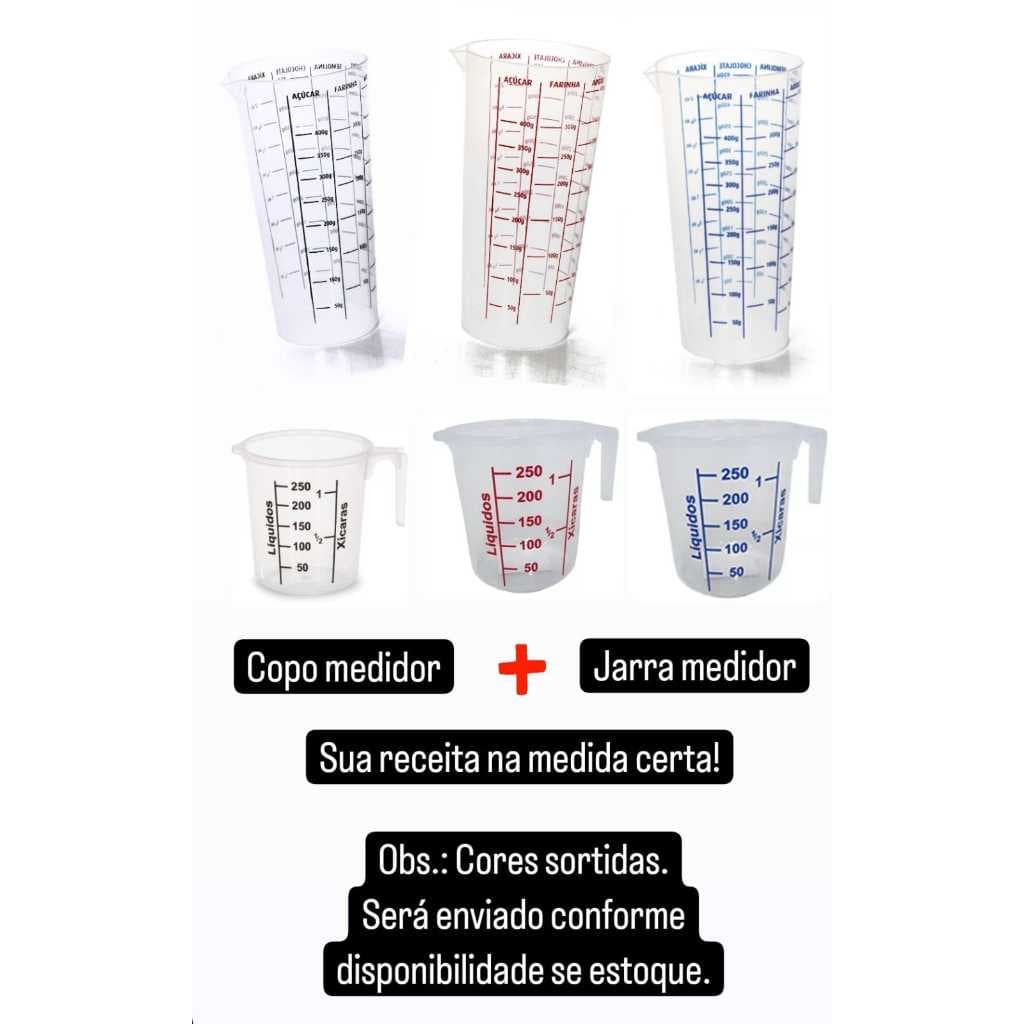 KIT DE COPO MEDIDA + JARRINHA COM DETALHES DE CORES VARIADOS