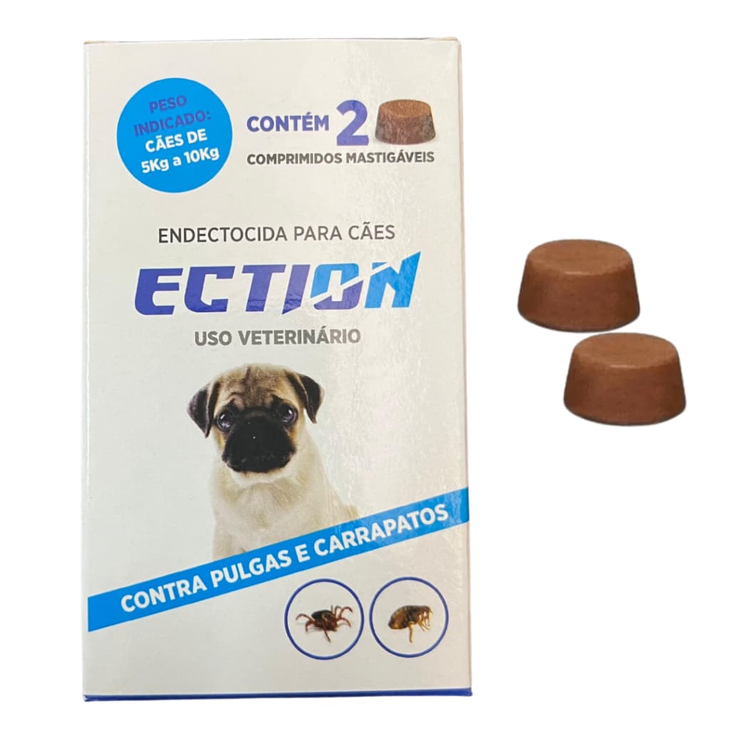 Anti Pulgas, Carrapatos E Sarna Ection 5-10kg  - Caixa com 2 comprimidos mastigável