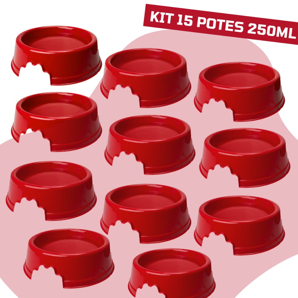 Kit 15 Comedouros Pote de Ração e Água Pequeno Para Cachorro e Gato 250ml
