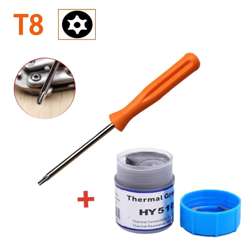 KIT Chave Torx T8 com Furo + Pasta Térmica Prata HY510 Para PS3 PS4 PS5 XBOX ONE XBOX 360 Computador CPU