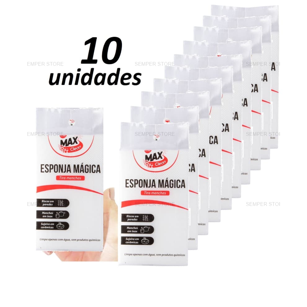 Kit 10 Esponja Mágica Bucha Melamina Tira Mancha Original Desengordura Limpeza Max Clean