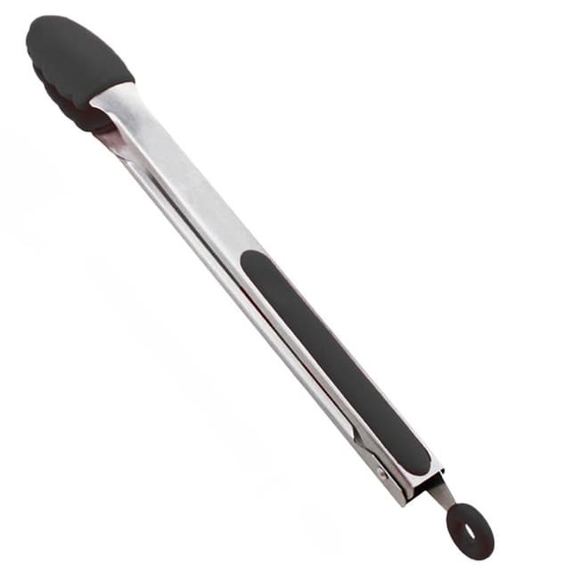 Pegador de Churrasco Salada Carnes em Aço Inox e Silicone  33,5cm Preto