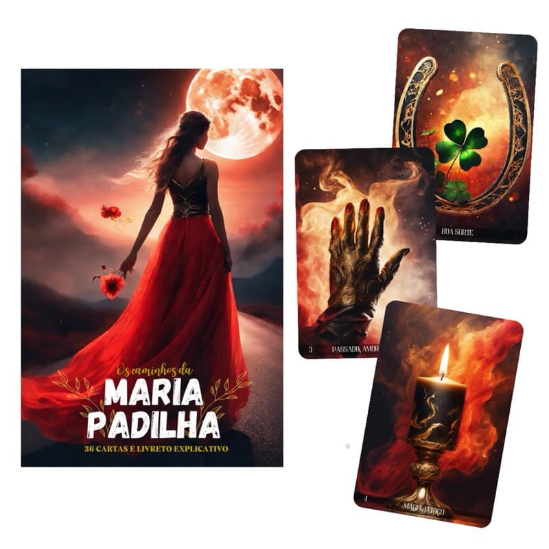 Baralho Tarô Oráculo Maria Padilha 36 Cartas Tarot 100% Plastificado E Manual