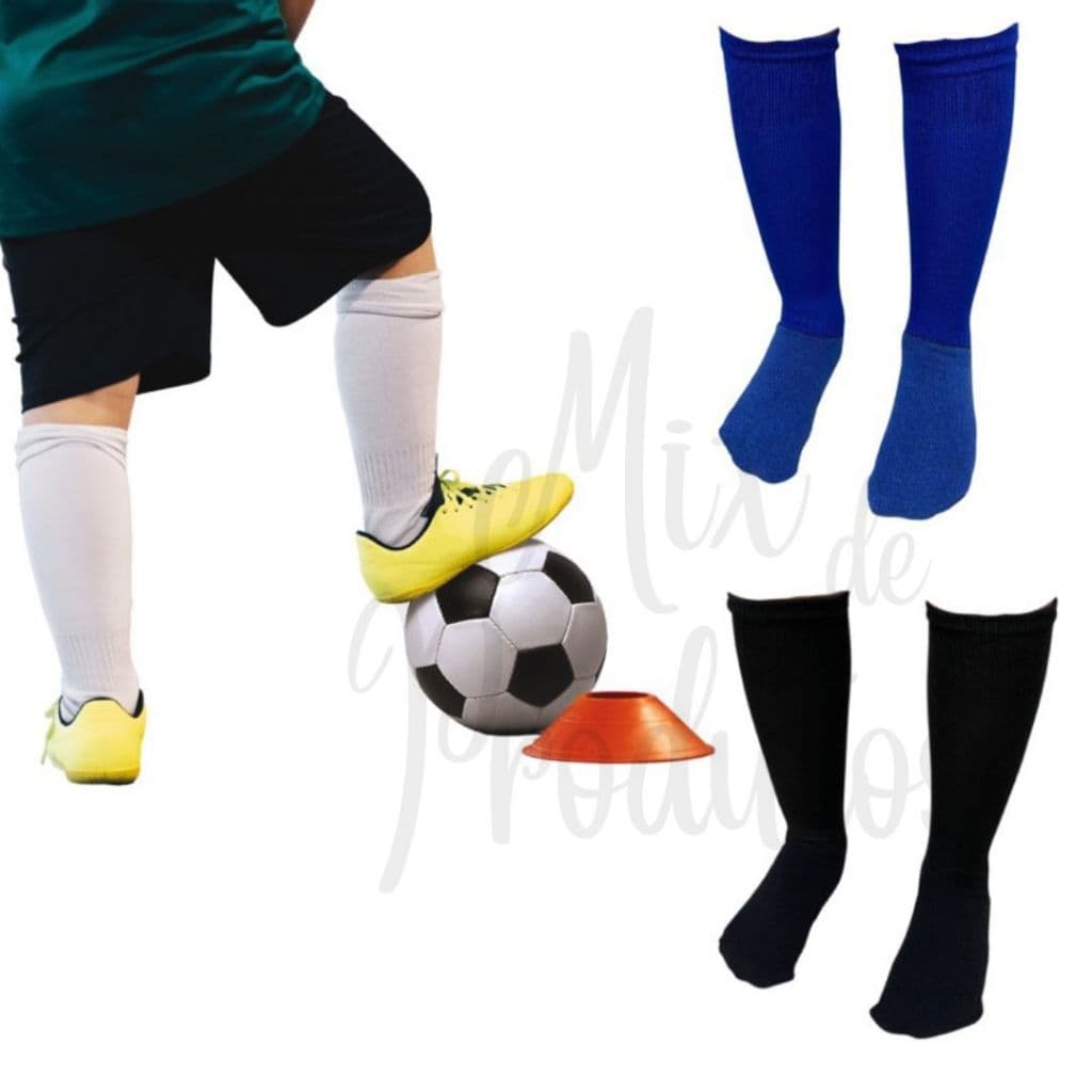 Meião de Futebol Infantil Juvenil Esportivo Futsal Cano Longo Alta 25 ao 38