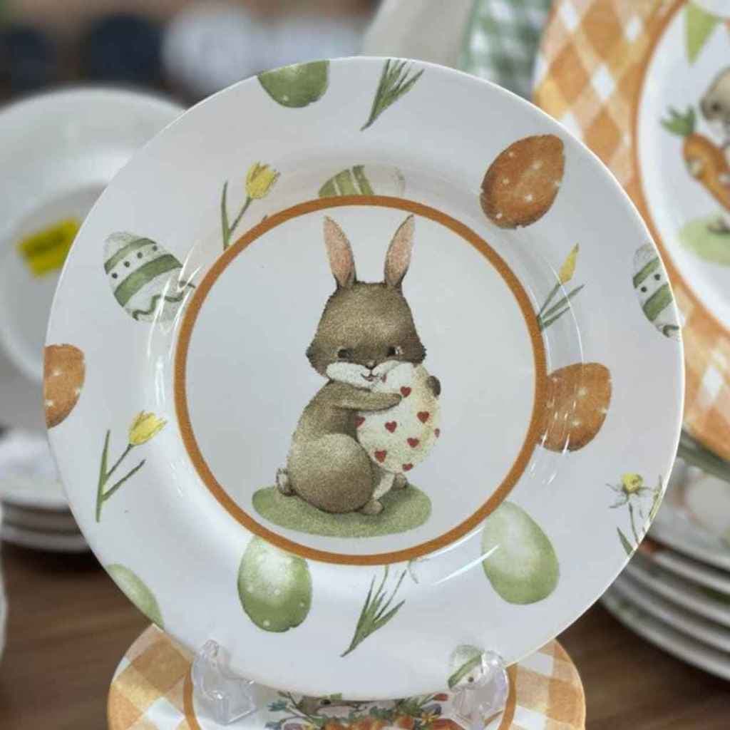 Prato de Sobremesa Pascoa Ceraamica Alleanza Unitário 20 cm