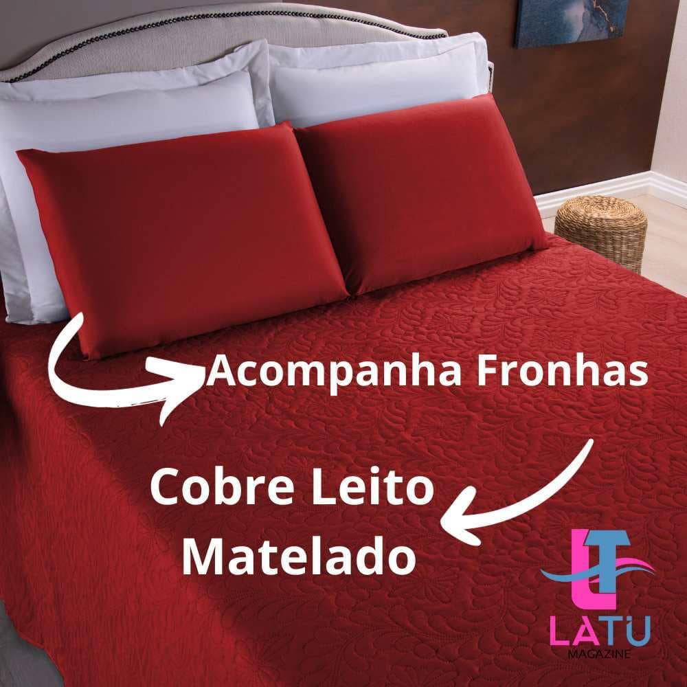 Colcha Cobre Leito 3 Peças  King/Queen/Casal Padrão/ Solteiro - Cobre Leito Matelado + Duas Fronhas