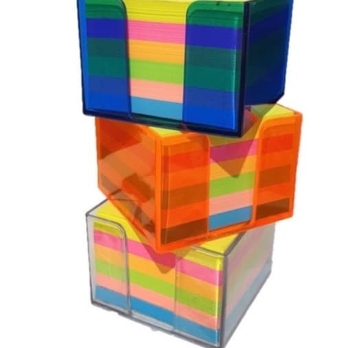 Bloco de Notas 500 Folhas + Case Acrílico 84x84mm Escritório Escolar Volta As Aulas Lembrete Recado