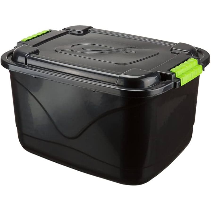 Kit 2 Caixas Organizadora 30l Grande C/Tampa e Trava Cesto para Brinquedos e Multiuso