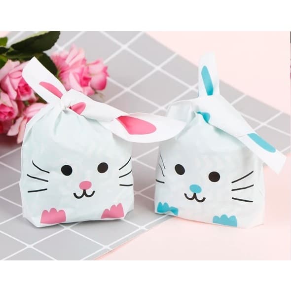 10 sacola Plástica Páscoa Orelha Coelho 25 X 15,5cm