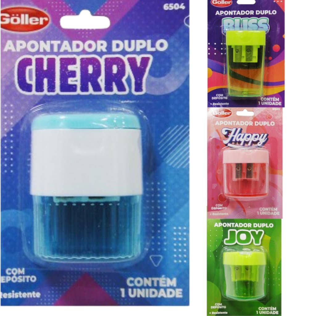 Apontador Duplo Joy Com Depósito Triangular / Quadrado / Oval Colors