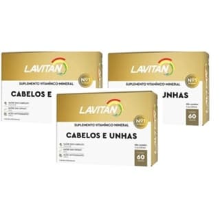 KIT 3X LAVITAN CABELOS E UNHAS 60 CÁPSULAS