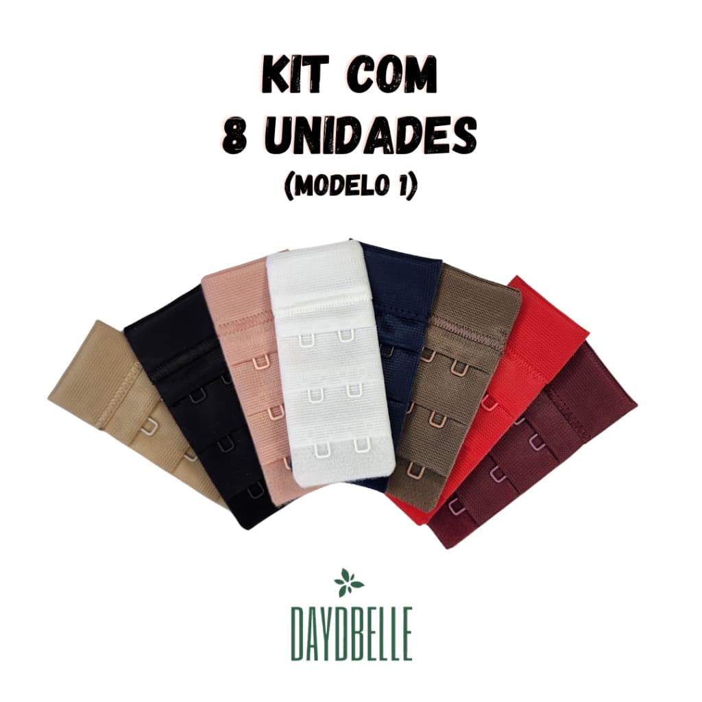 Kit com 8 unidades de Extensor para Sutiã - Lingerie - Soutien - Modelo 1
