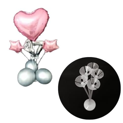 Kit 2 Suporte Para Balões Enfeite De Mesa 30 Cm 5 Hastes