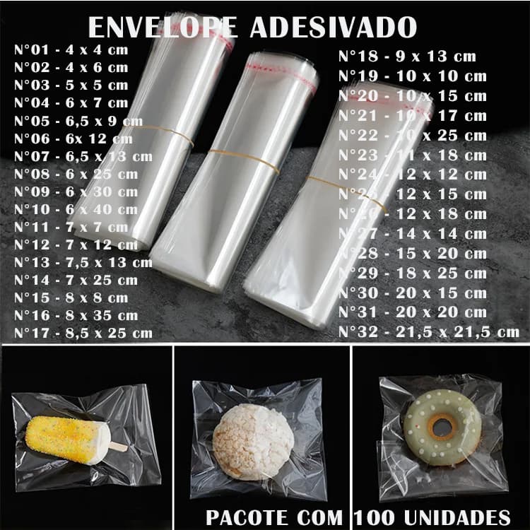 Saco Adesivado Transparente C/ Aba Adesiva Abre e Fecha - 100 Unid.