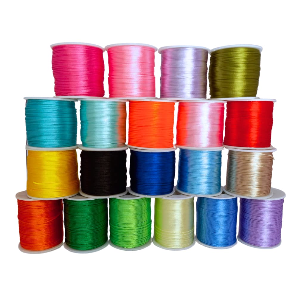 Fio de Seda 1mm Colorido Rabo Rato Cordão Cetim Acetinado Macramê Pulseira Colar Cordonê