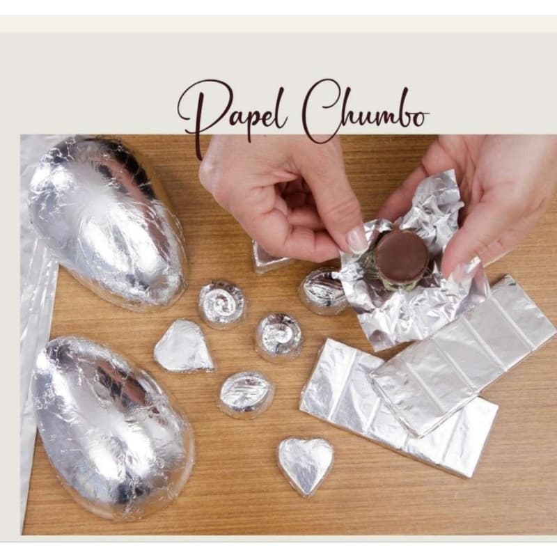 100 papel chumbo metalizado prata várias tamanho para chocolates e ovos de páscoa