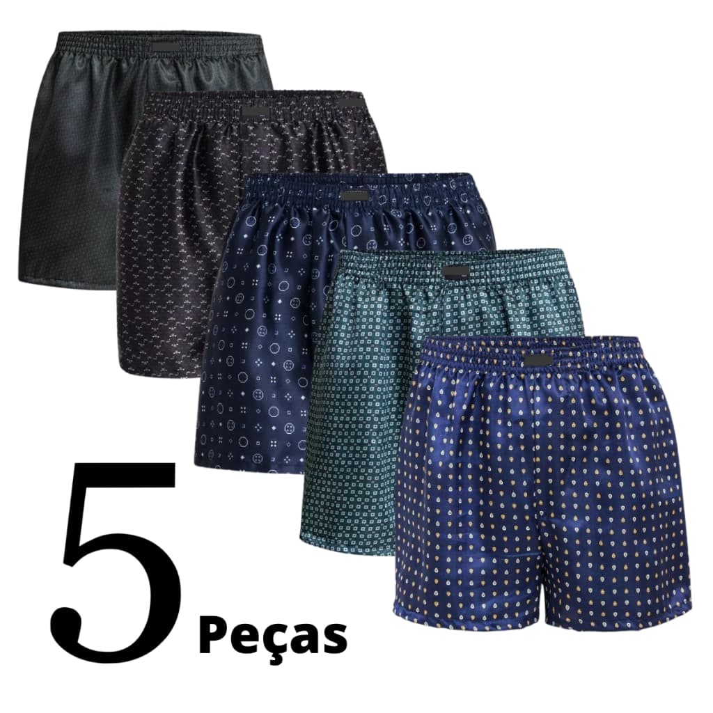 Kit 5 Cueca Samba Canção De Cetim Malha Fria Short De Dormir Confortável Dia dos Pais