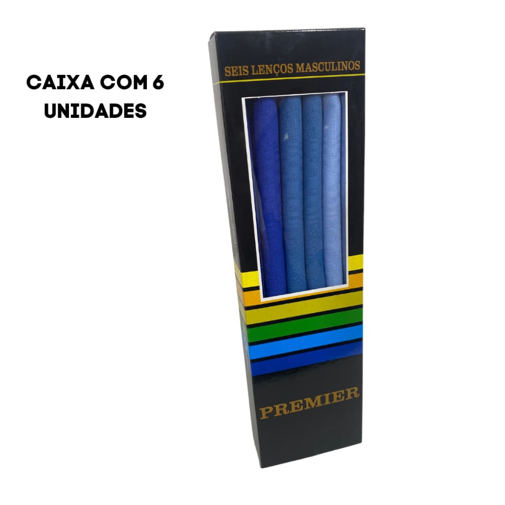 Lenços De Bolso Masculino Caixa com 6 Unidades Kit Econômico Perfeito Para Usar Com Terno 39x39cm Marca Presidente Premier