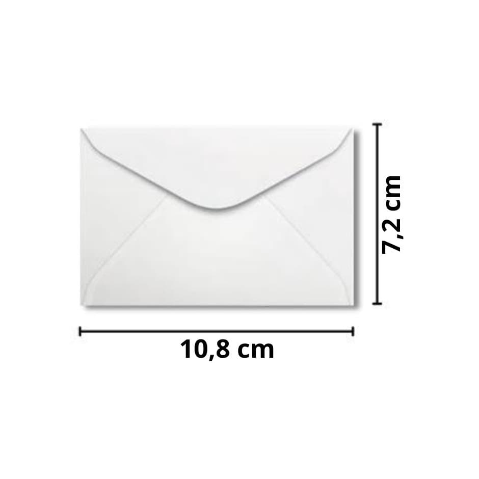 100 Unidades De Envelopes P/ Cartão De Visita Pequenos Branco 7,2cm x 10,8cm