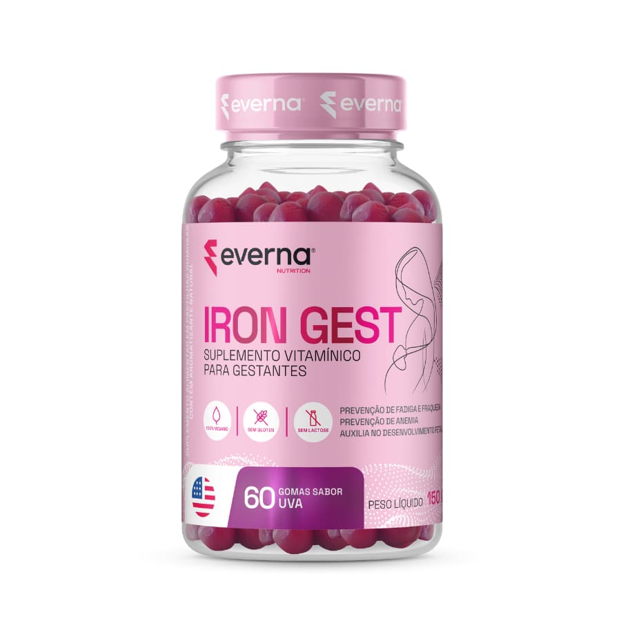 Suplemento Multivitamínico para gestantes em (60 Gummies) Ferro Iron Gest - Importado EVERNA
