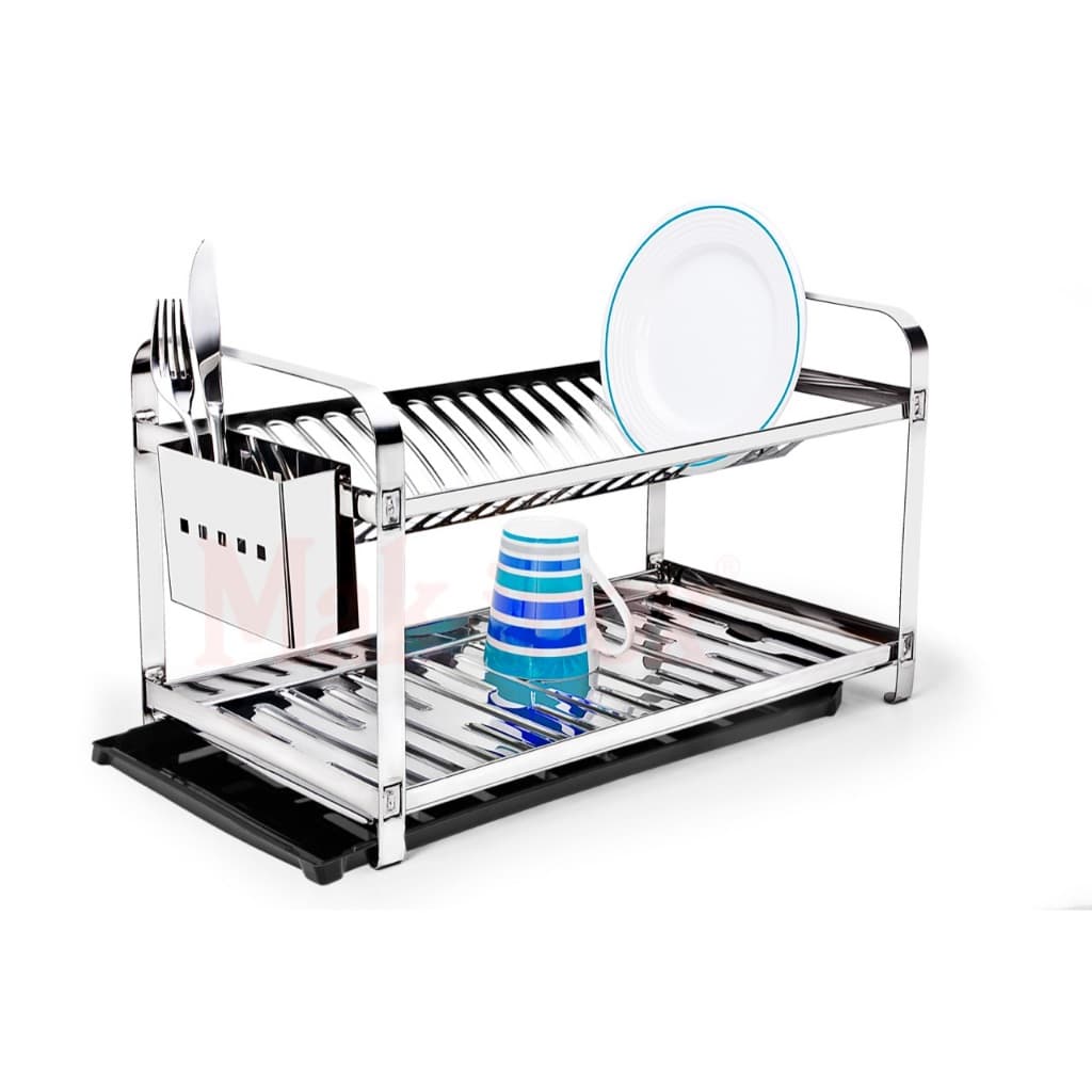 Escorredor 20 Pratos Porta Talher Inox C/ Bandeja Coletora