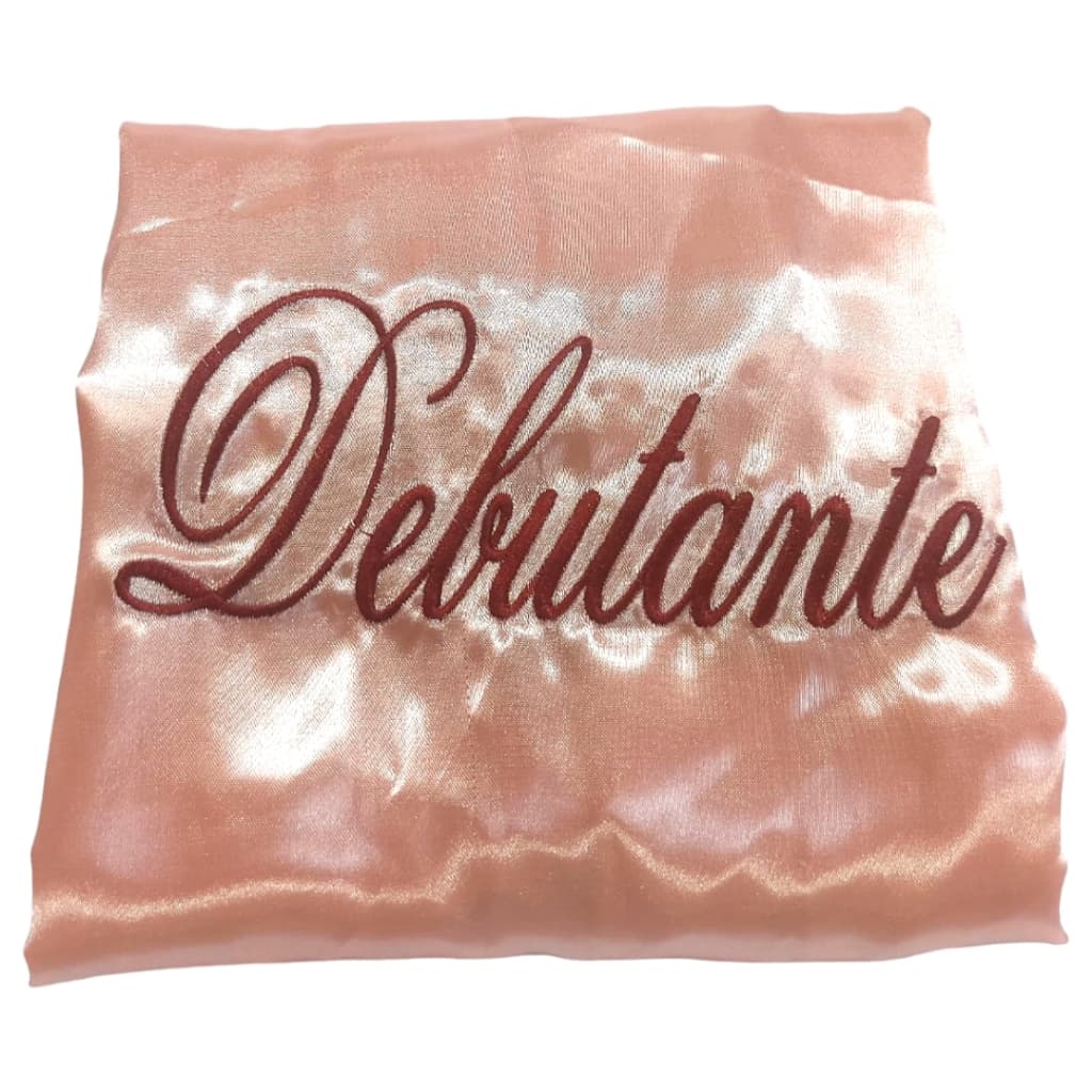 robe debutante bordado tecido cetim manga curta com faixa para amarrar