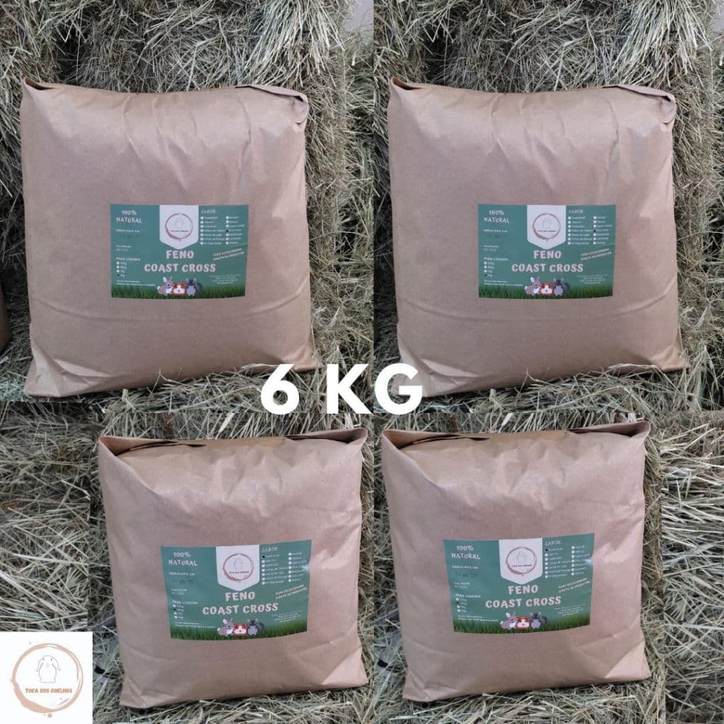 Kit com 6kg de feno Coast Cross - 2 pacotes 2kg + 2 pacotes 1kg