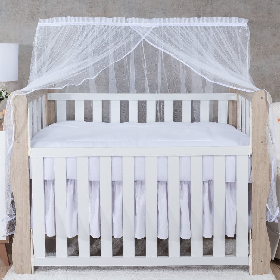 MOSQUITEIRO PARA BERÇO TULE BRANCO COM VIES BRANCO DELICADO