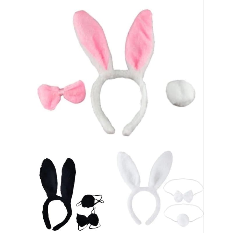 Kit Arco De Coelho Com Rabinho e Gravata Festa  Fantasia Decoração