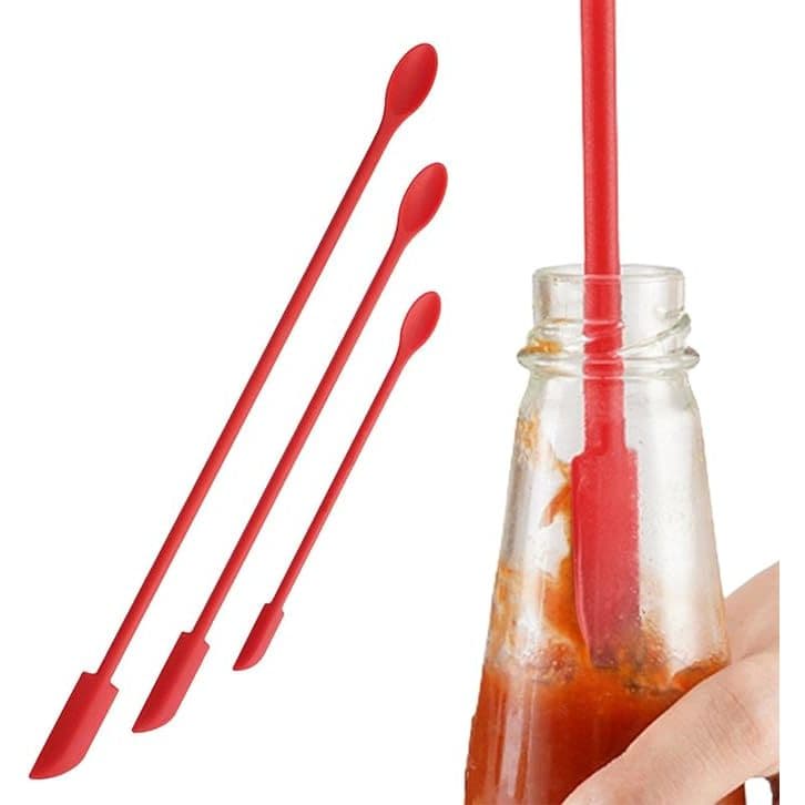 3 Mini Espátula De Cozinha Raspador De Siliconado Com Colher Pequena