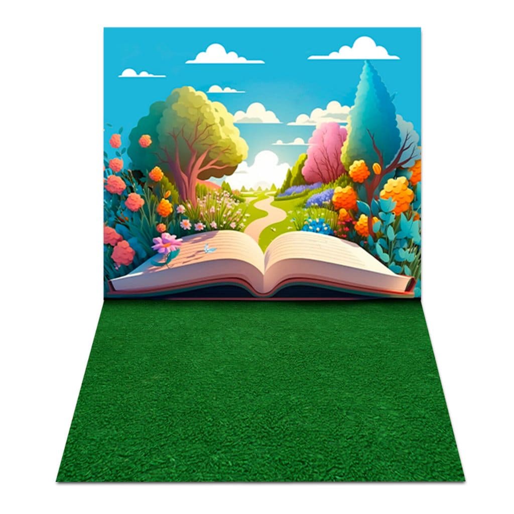 Fundo Fotográfico Paisagem de Livros Newborn Tecido PN-01469