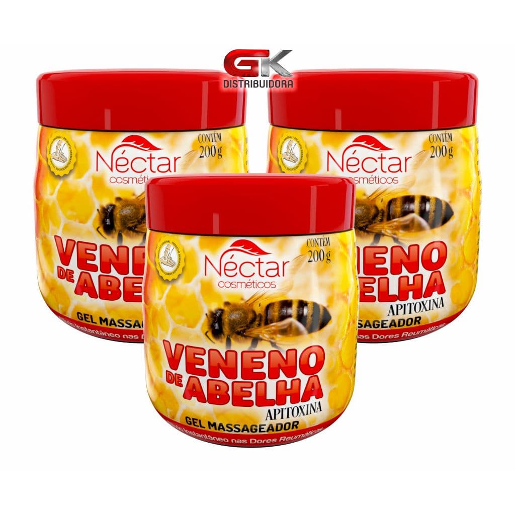 Kit 6 Gel Massageador Abelha 200g Nectar Cosméticos