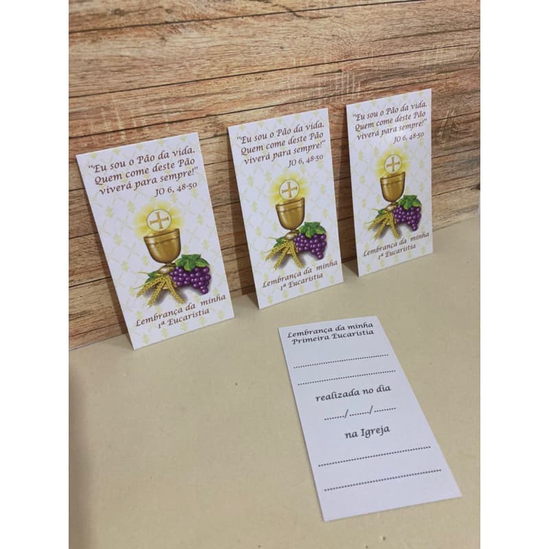 Cartão lembrança primeira Eucaristia - tag primeira comunhão - pronta entrega - 25/50/100 unidades